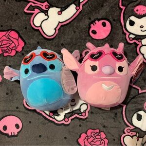 Stitch & Angel Plushies with Heart Glasses